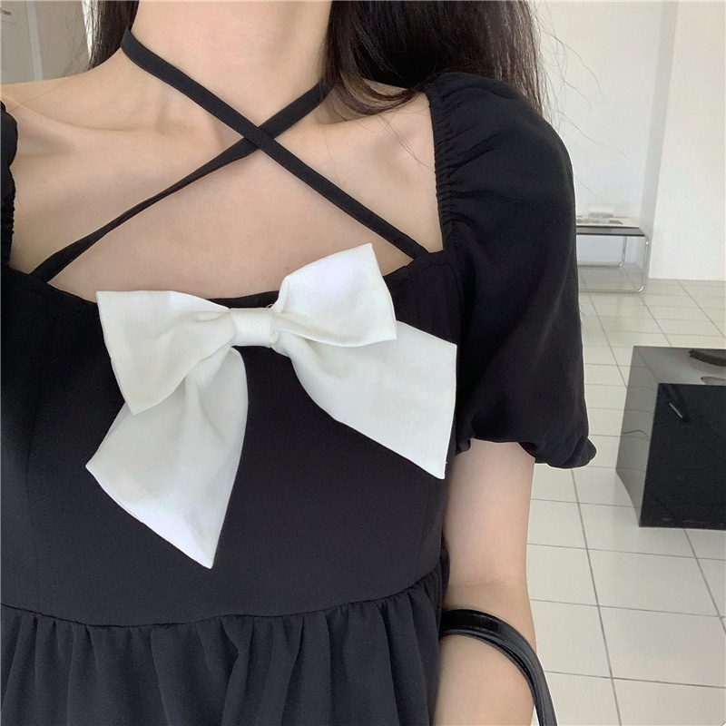 Đầm Chiết Eo Đính Nơ Phong Cách Thời Trang Hàn Quốc Dành Cho Nữ