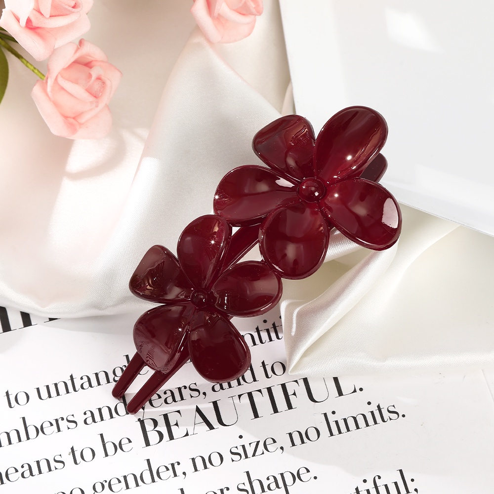 Haimeikang Kẹp tóc họa tiết hoa màu sáng 10.5cm đơn giản thời trang cho nữ