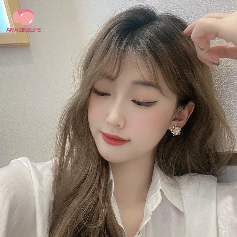 Khuyên Tai Hình Hoa Đính Đá Zircon Lấp Lánh Phong Cách Hàn Quốc Cho Nữ