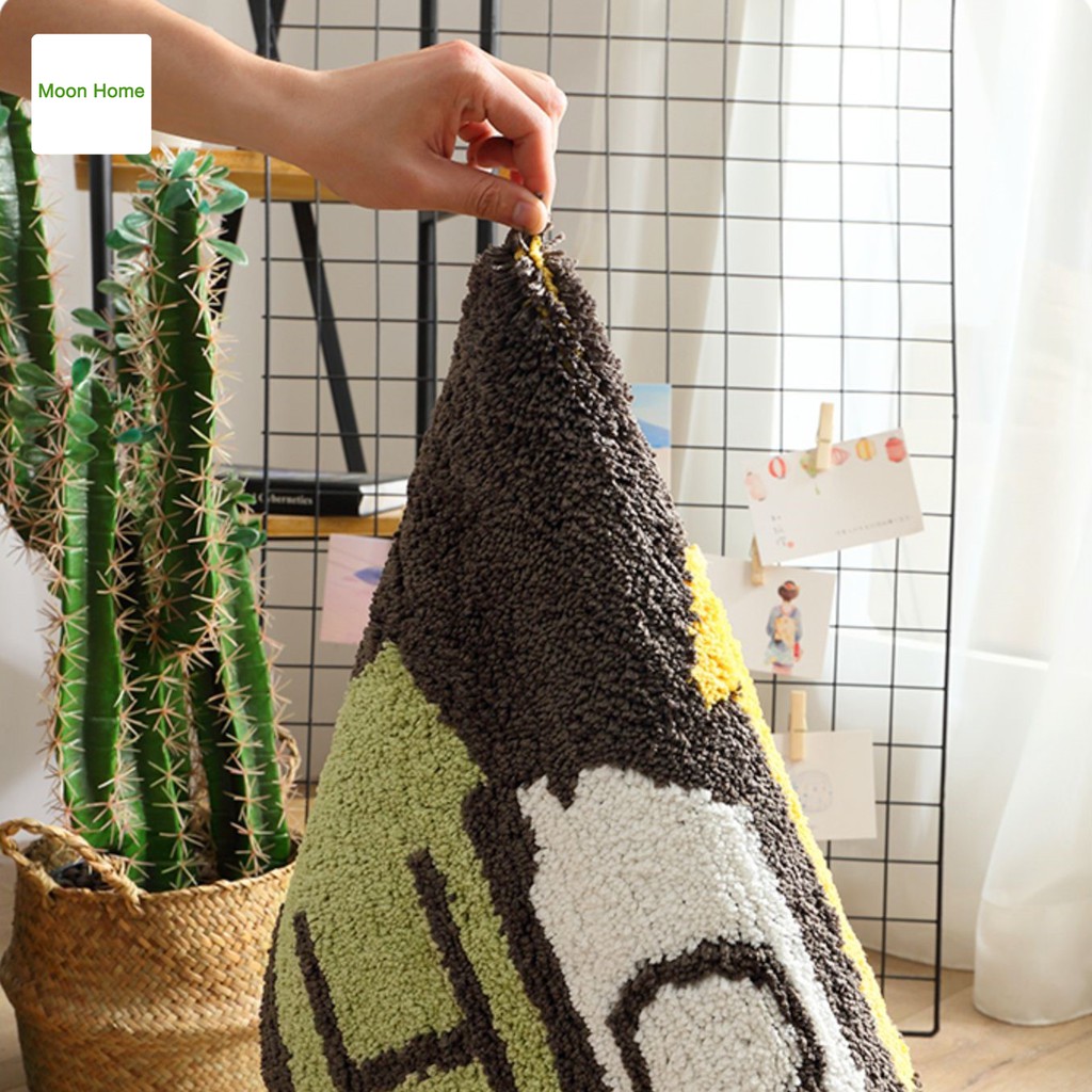 Thảm lau chân chùi chân trang trí trải sàn nhà bề mặt len sợi cotton họa tiết home cao cấp 2 kích thước dài Moon TC201