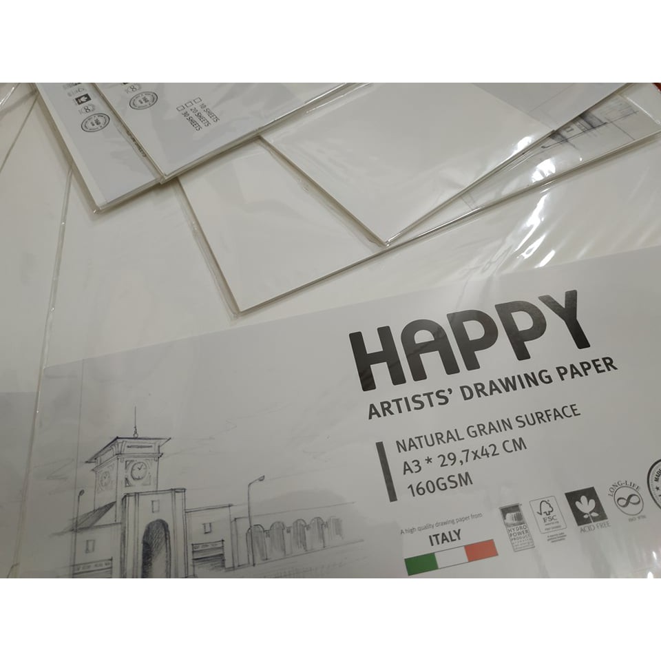 Giấy vẽ chì Happy 160gsm/200gsm