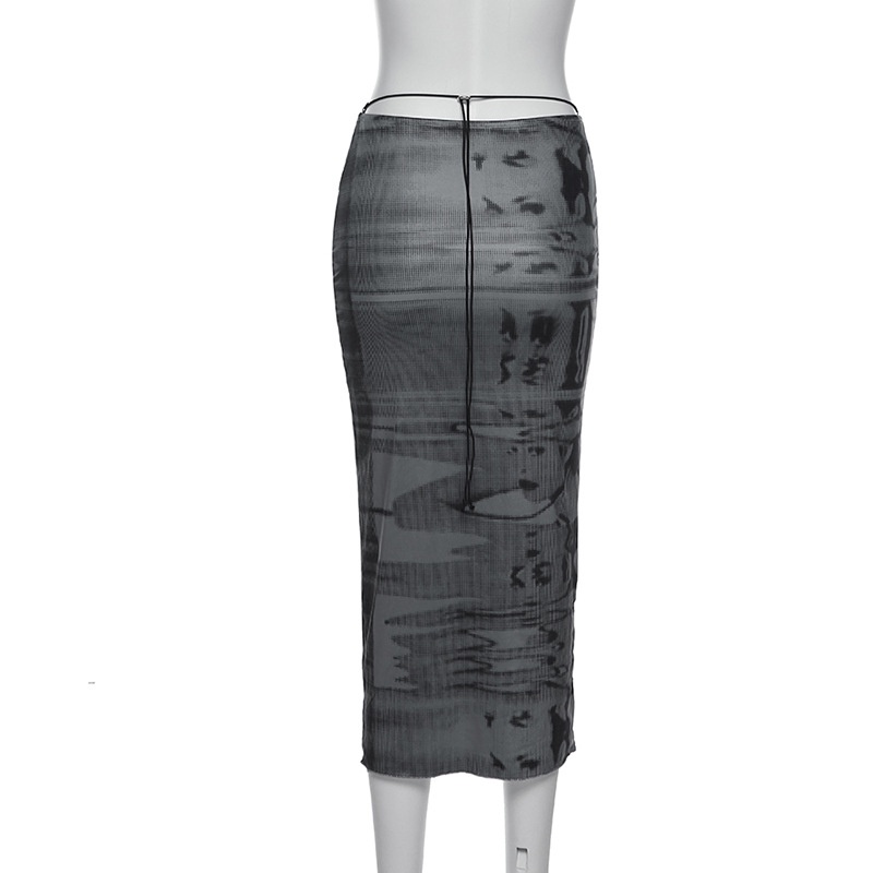 Bộ Áo Tank Top Cổ Cao In Hoa + Chân Váy Lưng Cao Phối Ren Thời Trang Cho Nữ