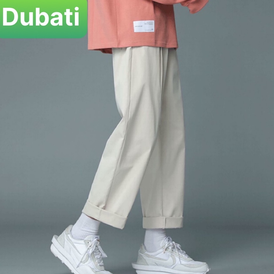 Quần baggy nam nữ Unisex ống rộng trơn - Kiểu quần Kaki Nam Nữ Ống Suông Basic Unisex phong cách cao cấp - DubatiFashion