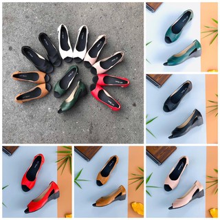 ( Shop Giày Somina ) Giày búp bê da thật hở hông 5cm MT06