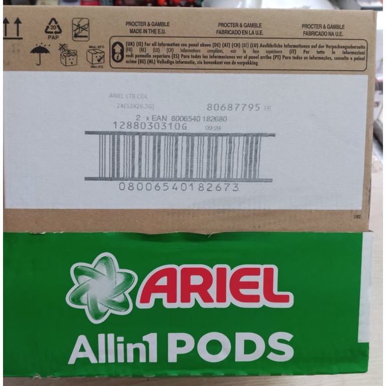 Ariel- Túi 53 viên giặt xả giữ màu thế hệ mới  Allin1 Pods, chỉ 1 viên cho mỗi lần giặt, thơm ngát cả ngày dài, hàng Đức