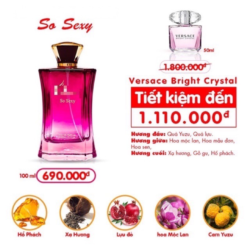 NƯỚC HOA NỮ SO SEXY – NHẸ NHÀNG ĐẦY GỢI CẢM - MẪU MỚI NHẤT(100ML)