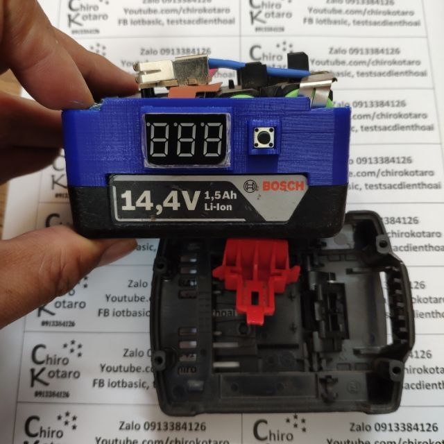 Miếng chèn tăng chiều cao bộ pin Bosch 14v thêm 1-2 hàng cell