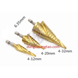 Mũi khoét multi loại xoắn trục lục giác - mũi khoét nhôm, sắt mỏng, gỗ nhựa 4mm-32mm