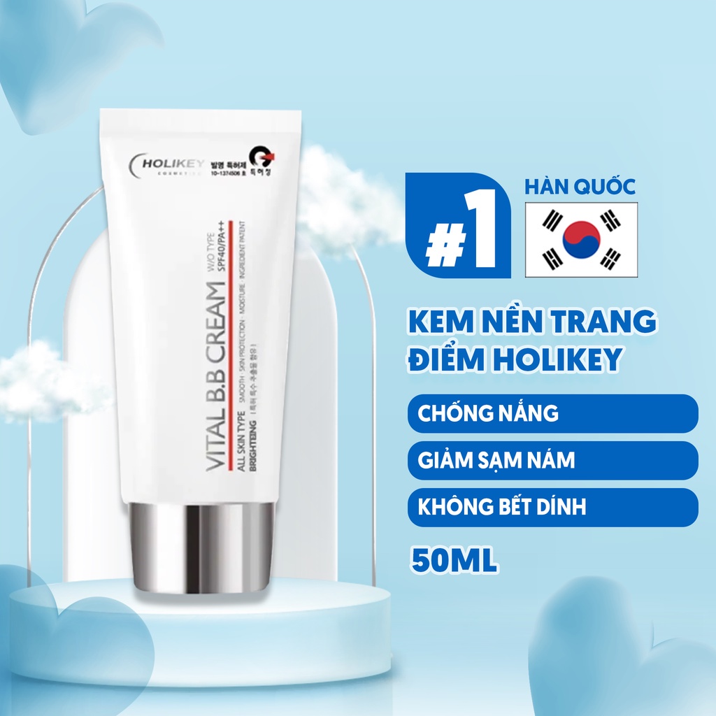 Kem Nền Trang Điểm Chống Nắng, Giảm Sạm Nám Holikey Vital BB Cream 50ml 3W038