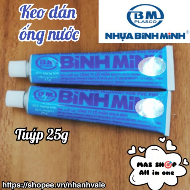 Keo dán ống BÌNH MINH chất lượng cao có tem chính hãng (tuýp 25g)