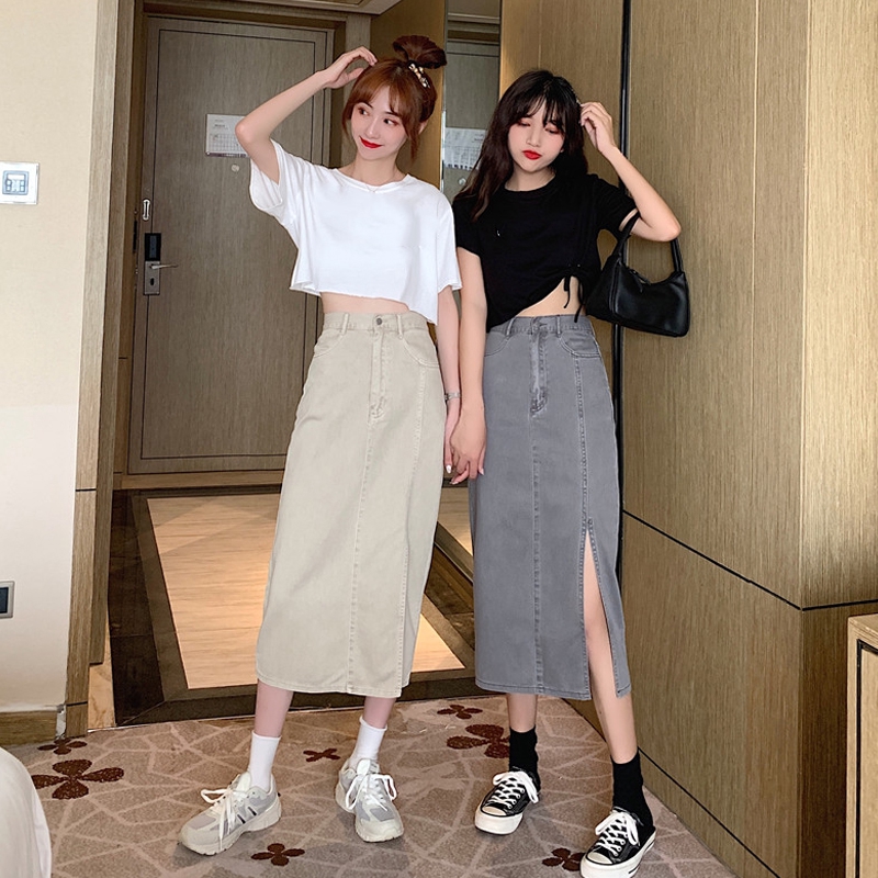 Chân Váy Denim Lưng Cao Dáng Chữ A Thiết Kế Xẻ Tà Thời Trang Hè Cá Tính Cho Nữ | BigBuy360 - bigbuy360.vn