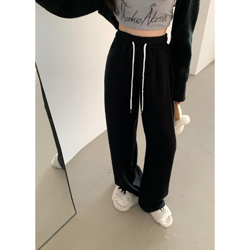 Quần Thể Thao Ống Rộng Lưng Cao Dây Rút Mẫu Mới Cho Nữ