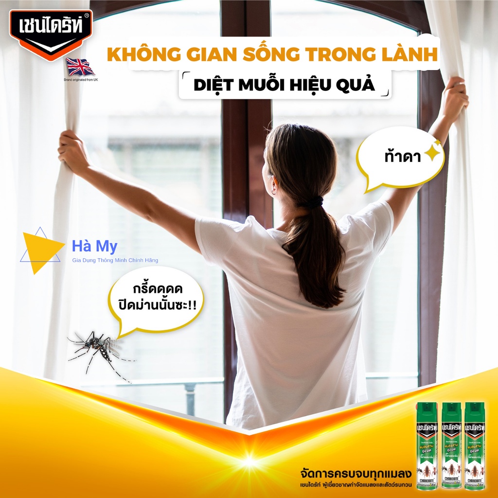 Bình Xịt Muỗi,Gián Và Các Loại Côn Trùng ChainDrite Thái Lan 600ml - An Toàn Cho Người Sử Dụng,Hàng Chính Hãng