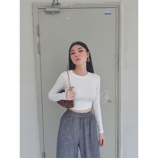 Áo Thun Croptop Ôm Body Cổ Tròn Dáng Basic