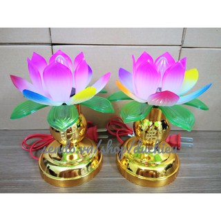 [ Thay bóng dễ dàng ] Đèn thờ cúng hoa sen để bàn thờ cỡ trung