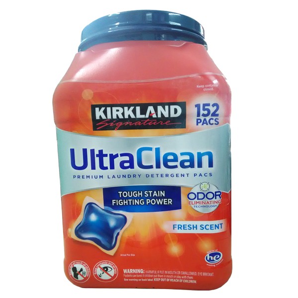 Thùng 152 viên giặt quần áo Ultra Clean kháng khuẩn - Kirkland