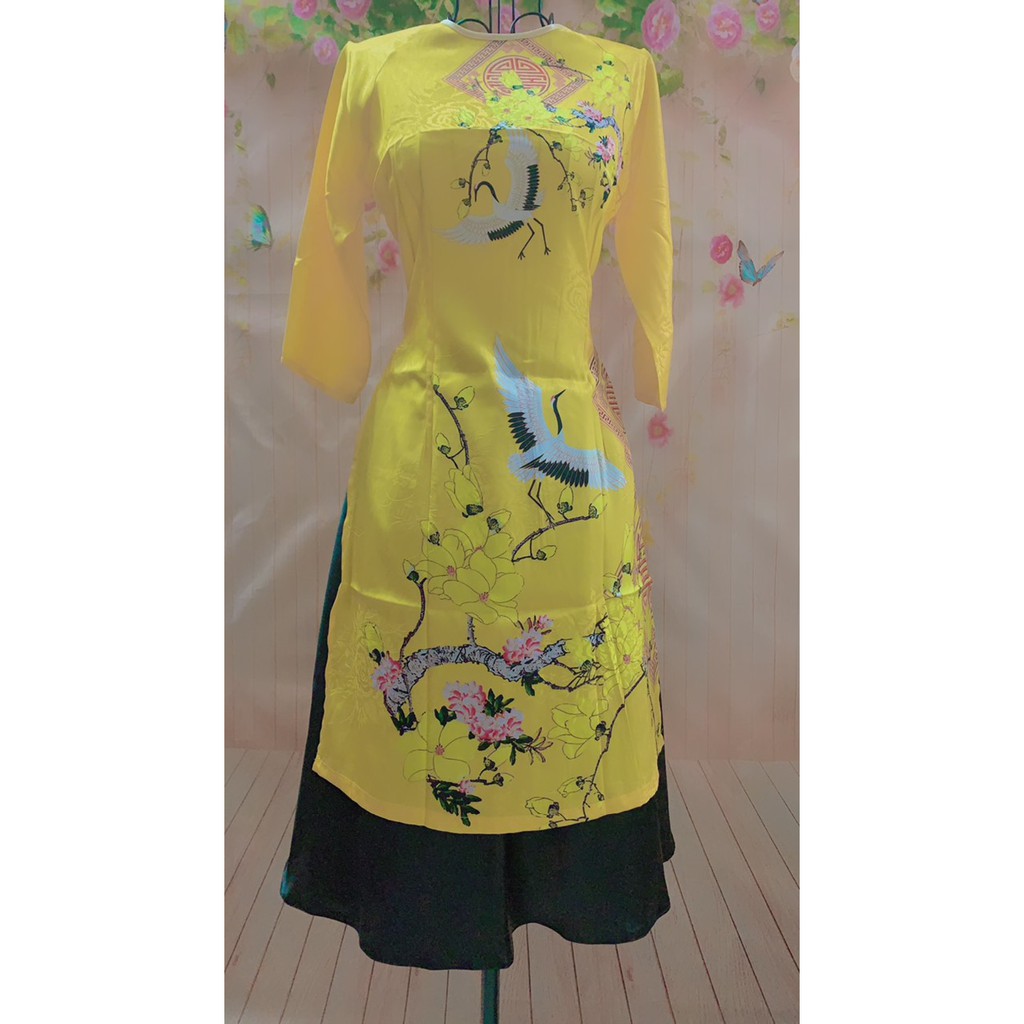 Áo dài cách tân-Mai Vàng -Kèm váy hoặc Không váy SIZE 3XL