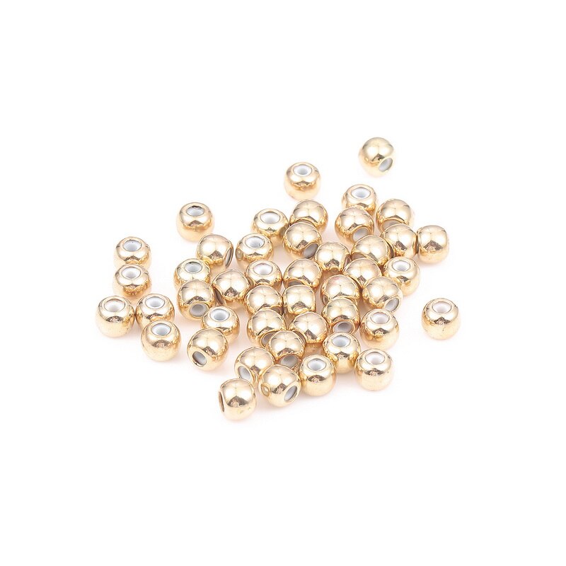 10 Hạt tròn xỏ lỗ 3 - 6mm bằng kim loại làm trang sức thủ công