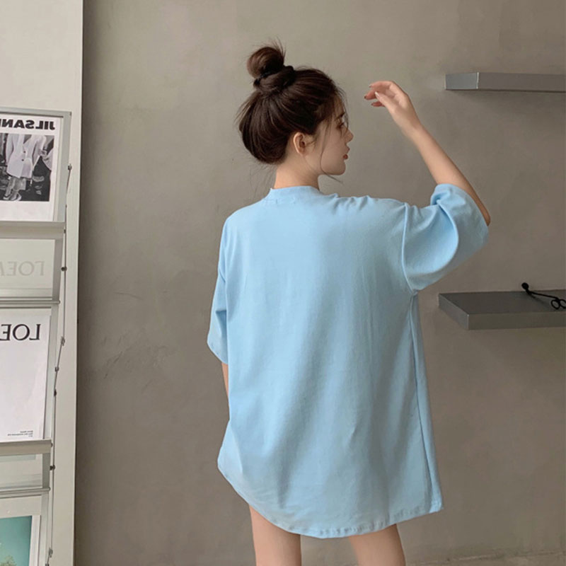 Áo thun tay ngắn in họa tiết chữ cái phong cách Hàn Quốc trẻ trung thời trang cho nữ