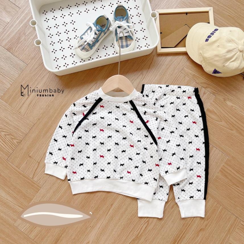 Bộ đồ dài tay quần dài MiniumBaby thu đông cừu, chó, mèo cho bé gái chất liệu 100% cotton -SB1295
