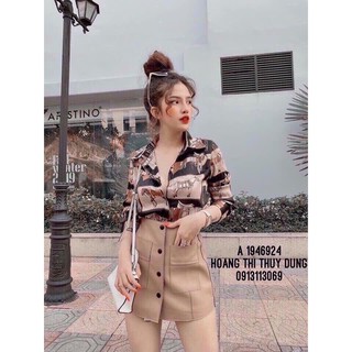 Áo sơ mi lụa cao cấp in họa tiết trẻ trung thanh lịch cho phái nữ