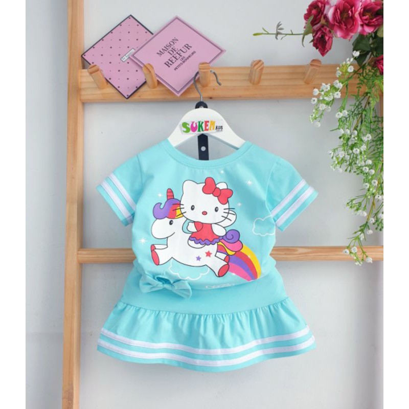 Sét Váy Bé Gái Đầm Pony Kitty kèm quần chíp đùi bộ váy áo Pony Kitty cho bé gái Cao Cấp Mềm Mát size nhí đại 2-15 5.0