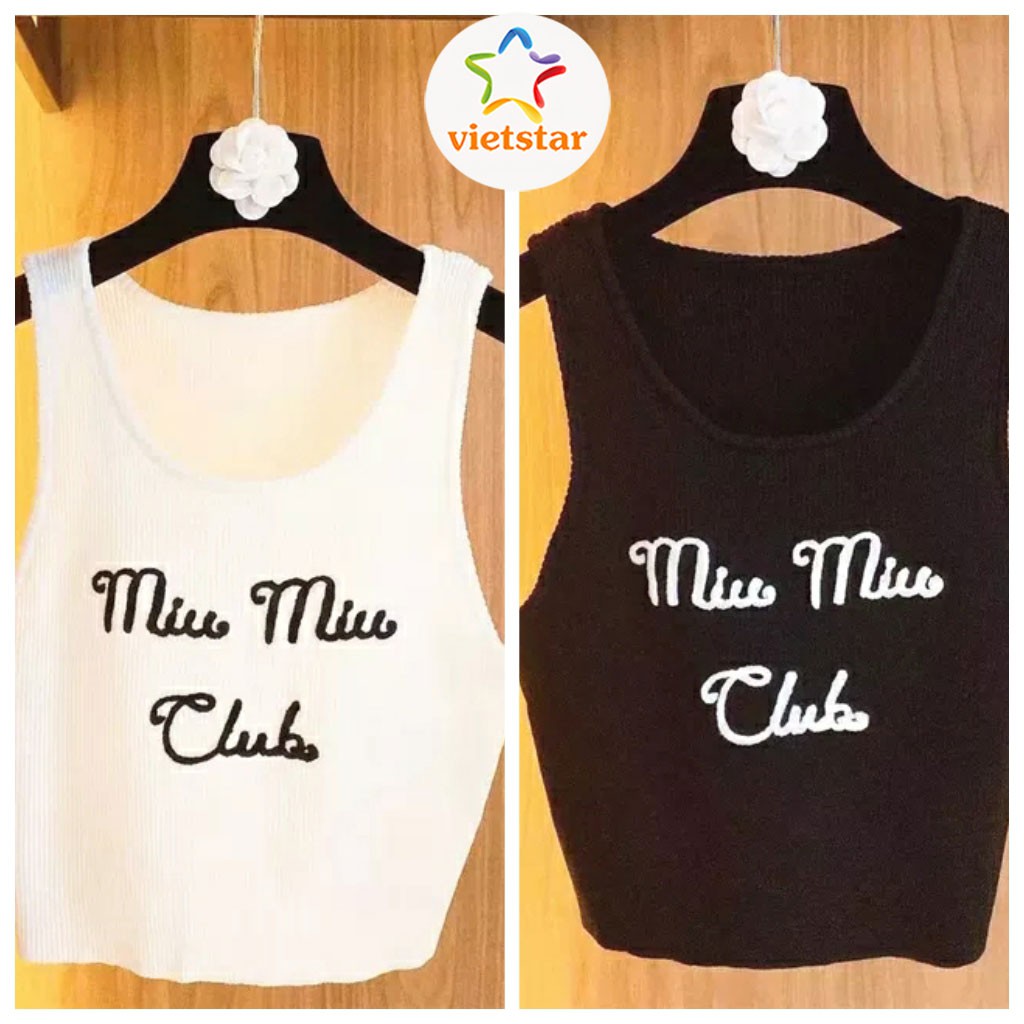 Áo ba lỗ nữ MIUMIU áo croptop ôm 3 lỗ chất thun gân mịn mát 2 màu đen trắng - VIETSTAR