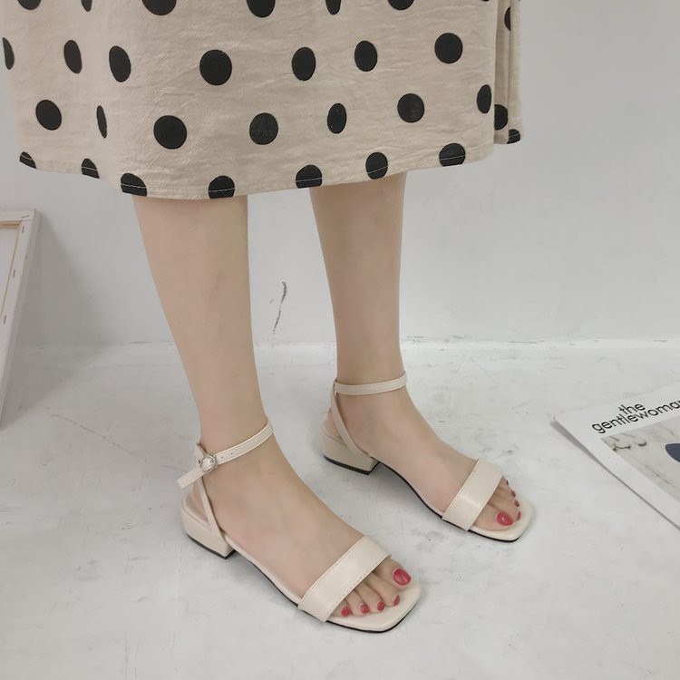 Sandal Quai ngang bản to, đế 3cm, 2 màu trắng + đen S40