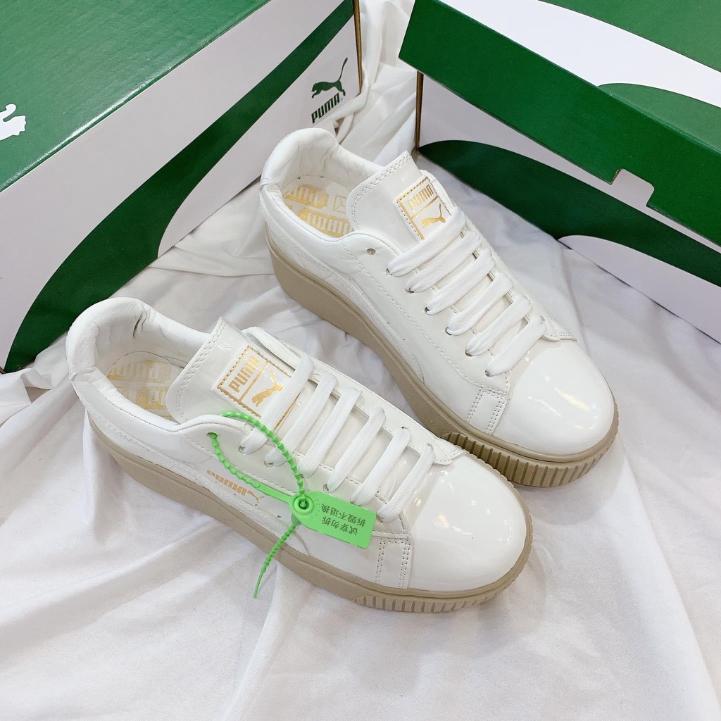 Giày Thể Thao Sneaker Nữ 𝐏𝐮𝐦𝐚 Trắng Đế Nâu Độn Đế Tăng Chiều Cao Hàng 1:1 [Full Bill + Box]
