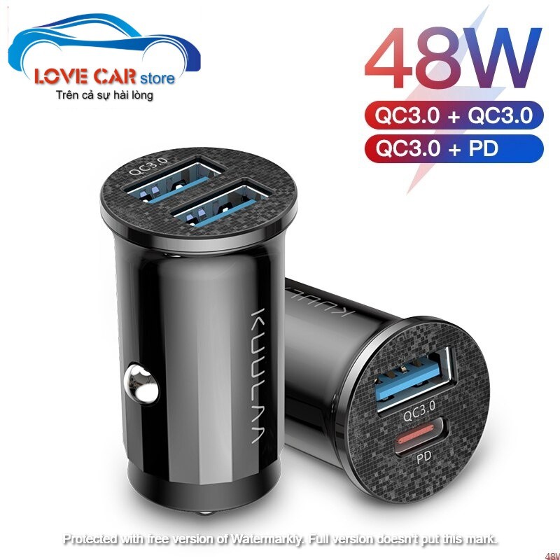 Tẩu sạc nhanh KUULAA tốc độ cao QC 3.0_2 cổng USB + PD hàng cao cấp phụ kiện ô tô xe hơi thumbnail