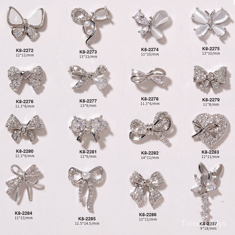 Phụ Kiện Trang Trí Móng Tay Hình Nơ / Ngôi Sao / Ngọc Trai / Đá Zircon / Kim Cương Sang Trọng