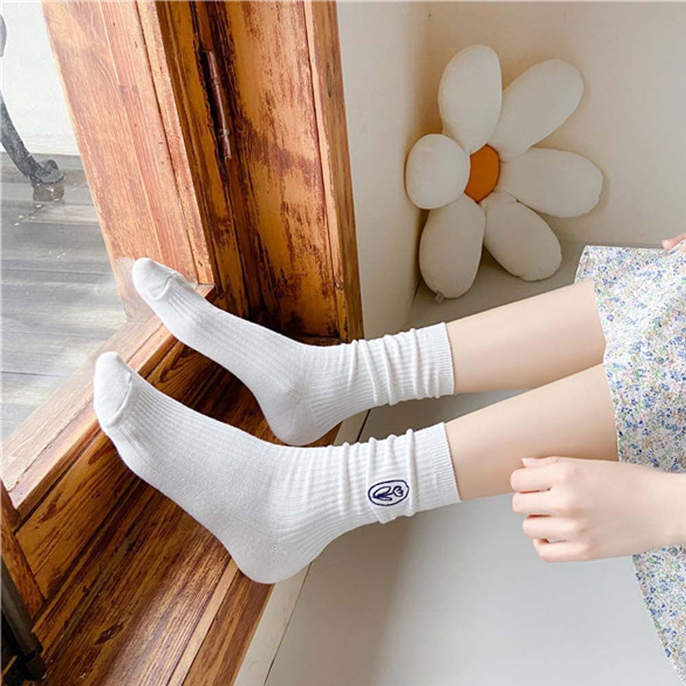 Đôi Vớ Cotton Thoáng Khí Thêu Họa Tiết Hoạt Hình Phong Cách Hàn Quốc Thời Trang Mùa Hè Cho Nữ