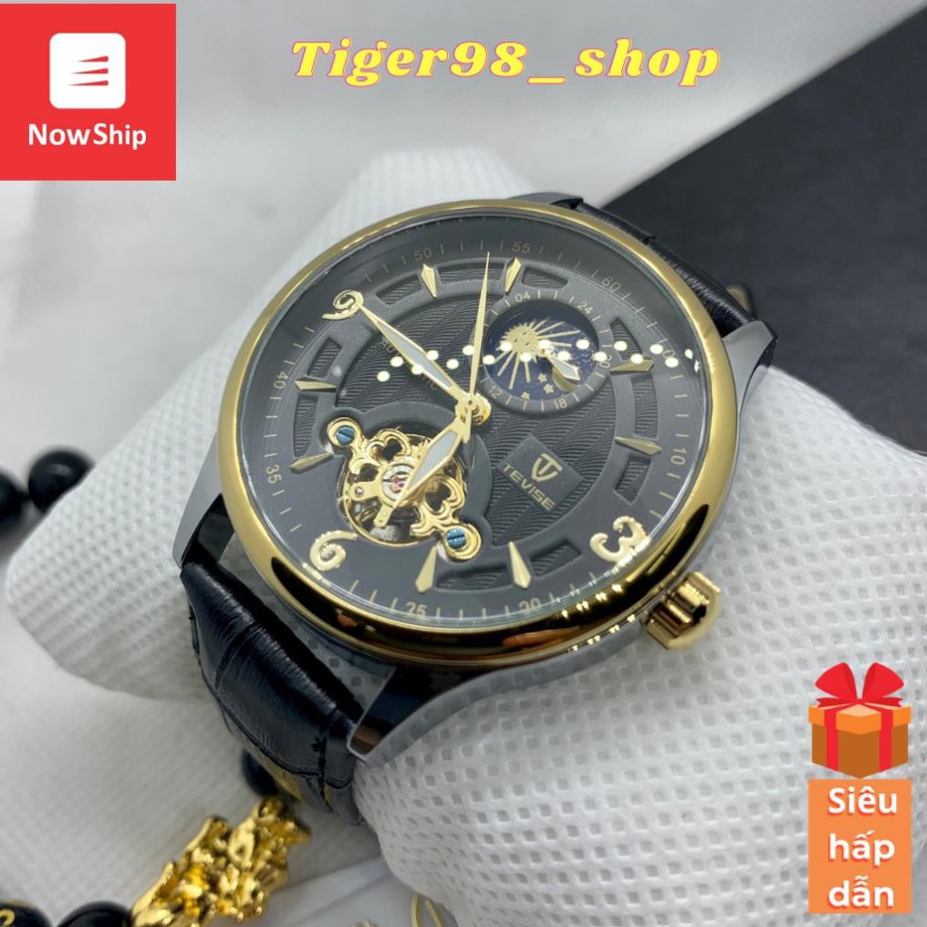 Đồng Hồ Nam Cơ Tự Động Chính Hãng TEVISE T820 dây da chống nước chống xước, tặng kèm vòng tỳ hưu bảo hành 1 năm