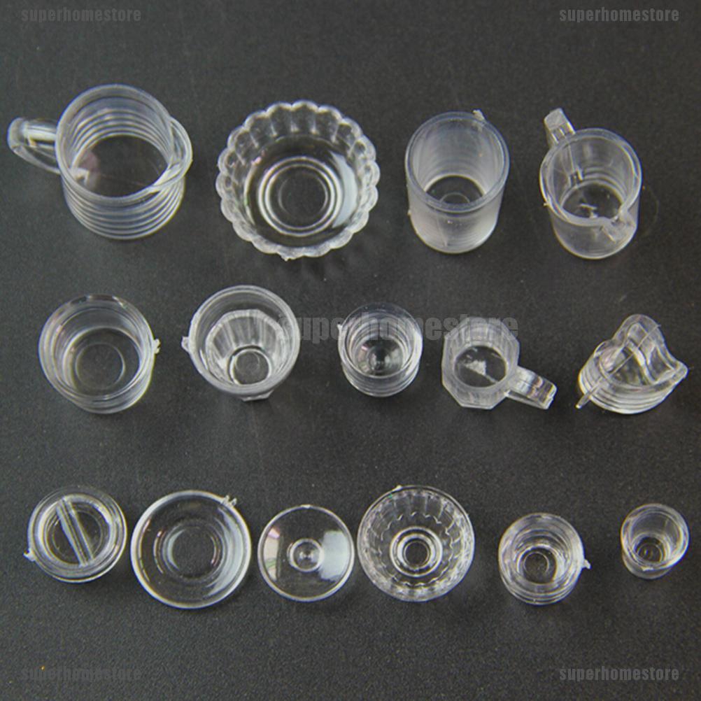 Set 15 Ly Mini Trong Suốt Dùng Để Trang Trí Nhà Búp Bê