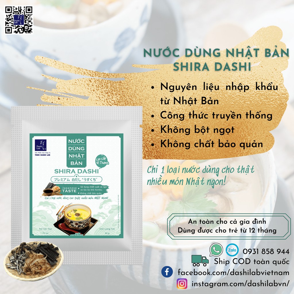 Nước Dùng Shira Dashi Nhật Bản Cao Cấp (Vị thanh) Dashi Lab 80g/gói