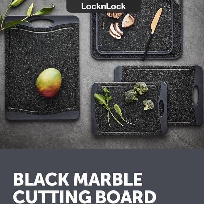 Thớt nhựa kháng khuẩn LocknLock Black Marble CKD006/CKD007/CKD008 kích thước 39.5x28cm/33x23cm/28.5x20cm