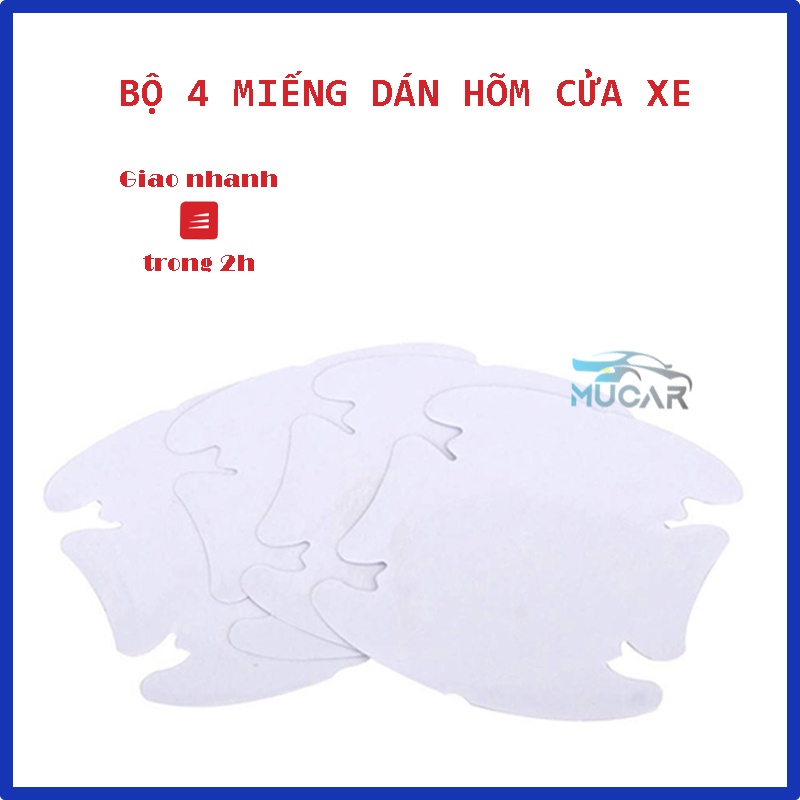 Bộ 4 miếng dán chống xước hõm cửa xe hơi- Decal trong dán hõm tay cửa ô tô