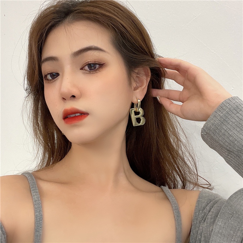 Khuyên Tai Nữ Trang Tạo Hình Chữ B Phong Cách Âu Mỹ Mới