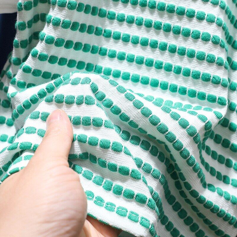 Áo Thun Tay Phồng Bằng Cotton Họa Tiết Sọc Màu Xanh Lá Thời Trang Mùa Hè Dành Cho Bé Gái 2-6