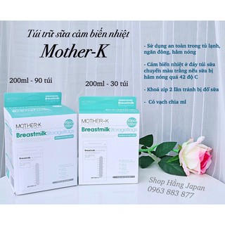 Túi trữ sữa cảm biến nhiệt MOTHER-K 200ML hàng chính hãng