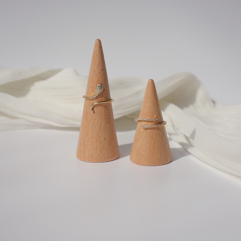 Nhẫn mạ vàng 18k hình rắn đính đá zircon đơn giản dành cho nữ