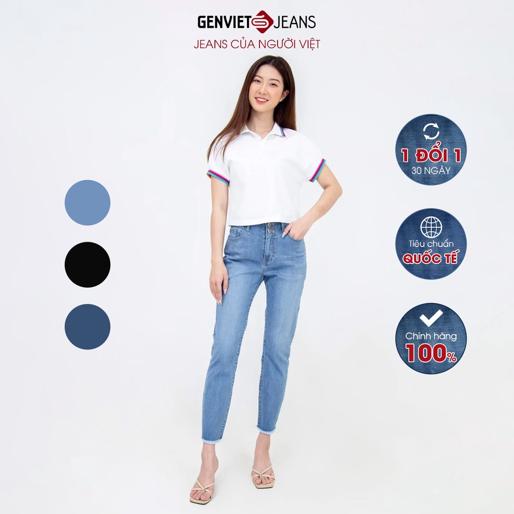Quần Jeans Nữ Trơn Dáng Ôm Skinny Chất Bò Mềm Cao Cấp Basic Ống Tưa GENVIET TQ103J2131