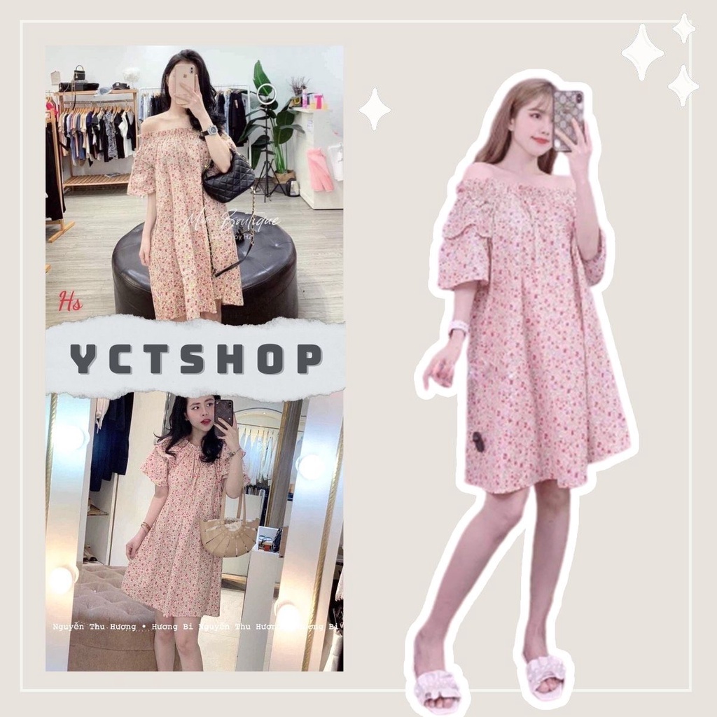 Váy đầm trễ vai hoa nhí phong cách Vintage chất liệu Thô thái YCTSHOP 000012