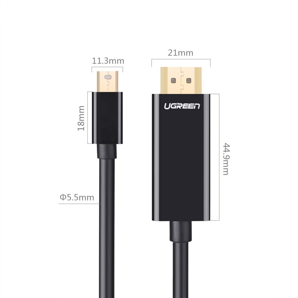 Cáp chuyển đổi mini DisplayPort sang HDMI chính hãng UGREEN MD101 hỗ trợ 4K - Hàng phân phối chính hãng