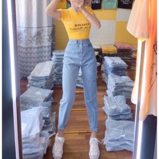 QUẦN BAGGY JEAN NỮ CẠP CAO-CS