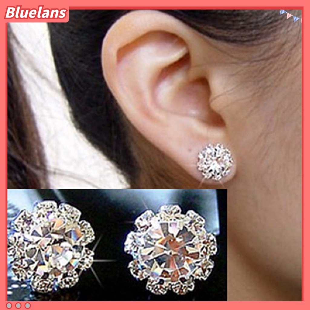 Đôi bông tai hình hoa đính đá kiểu dáng sang trọng cho nữ