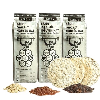 Bánh gạo lứt ăn kiêng FitRice - Hỗ trợ giảm cân, siết cơ, tập gym, eat clean (3 vị: Yến mạch, Huyết rồng, Tím than)