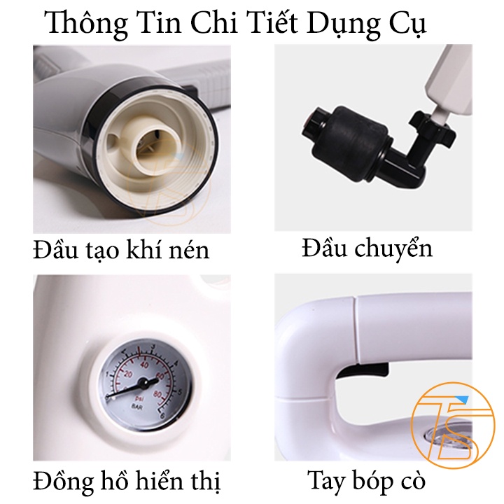 Dụng cụ thông tắc bồn cầu cống nước bằng khí nén - súng thông bồn cầu bằng khí nén loại 3