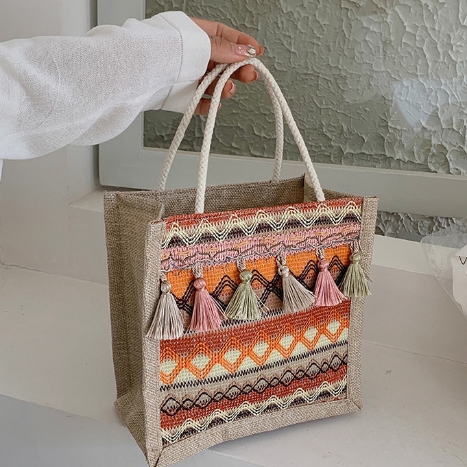 Túi cói mini tua rua, túi cói nhỏ đi biển chụp ảnh decor