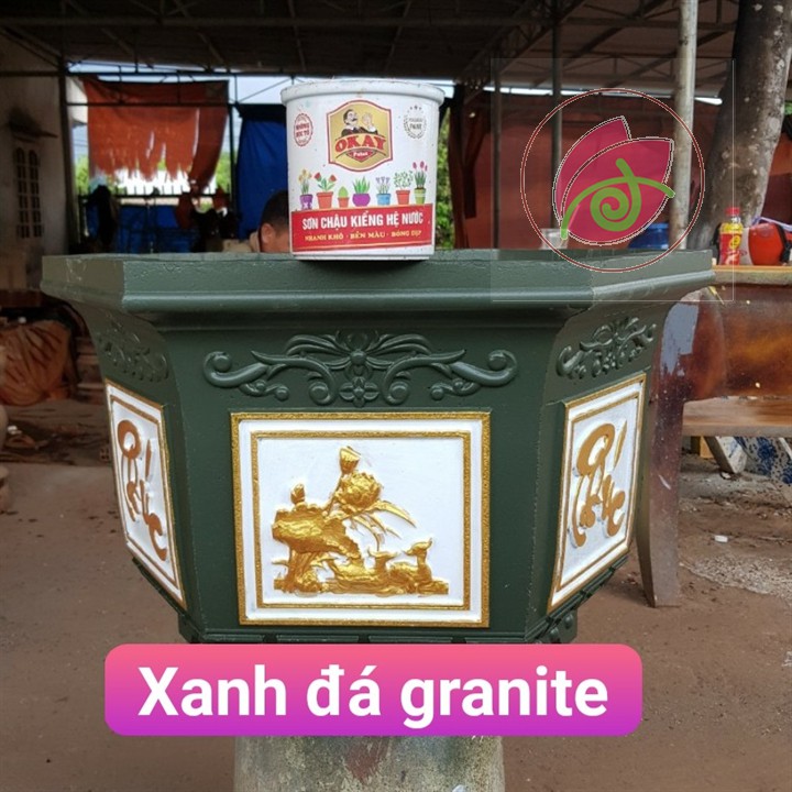 Sơn chậu kiểng màu xanh đá Granite hệ nước ngoài trời lon 1kg